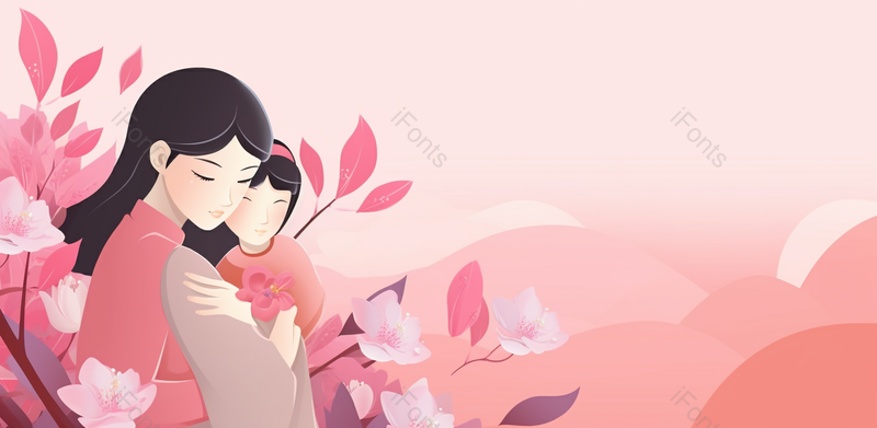 粉色玫瑰花鲜花情人节母亲节妇女节爱情浪漫花瓣背景妇女节母亲节粉色母女拥抱,插画/手绘图,插画/手绘图库,插画/手绘图下载,插画/手绘